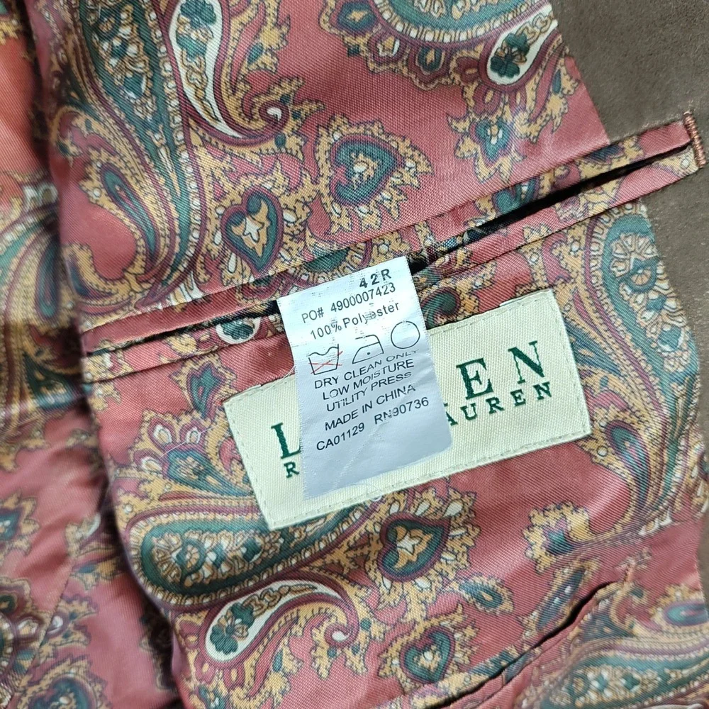 Lauren Ralph Lauren Blazer Mens 42R Paisley Lining Sport Coat Preppy Academia